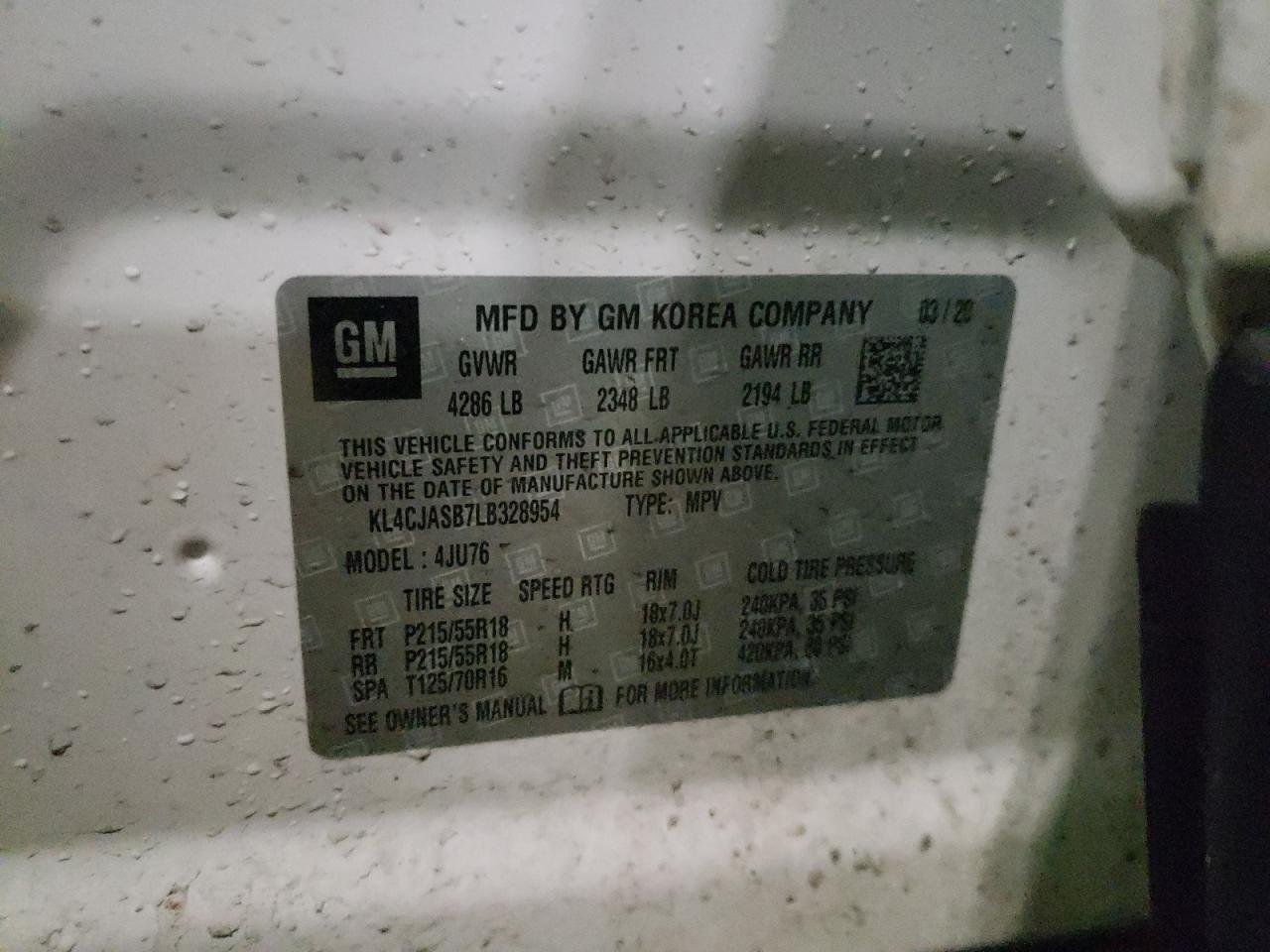 Photo 10 from auction – 2020 BUICK ENCORE PRE with VIN KL4CJASB7LB328954