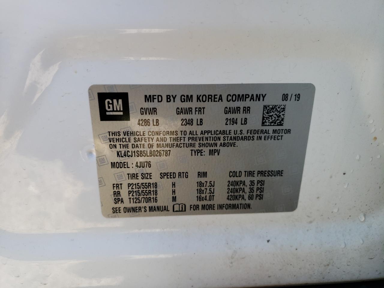 Photo 10 from auction – 2020 BUICK ENCORE SPO with VIN KL4CJ1SB5LB026787