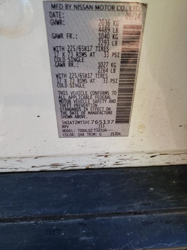 Photo 10 from auction – 2015 NISSAN ROGUE S with VIN 5N1AT2MT5FC765137