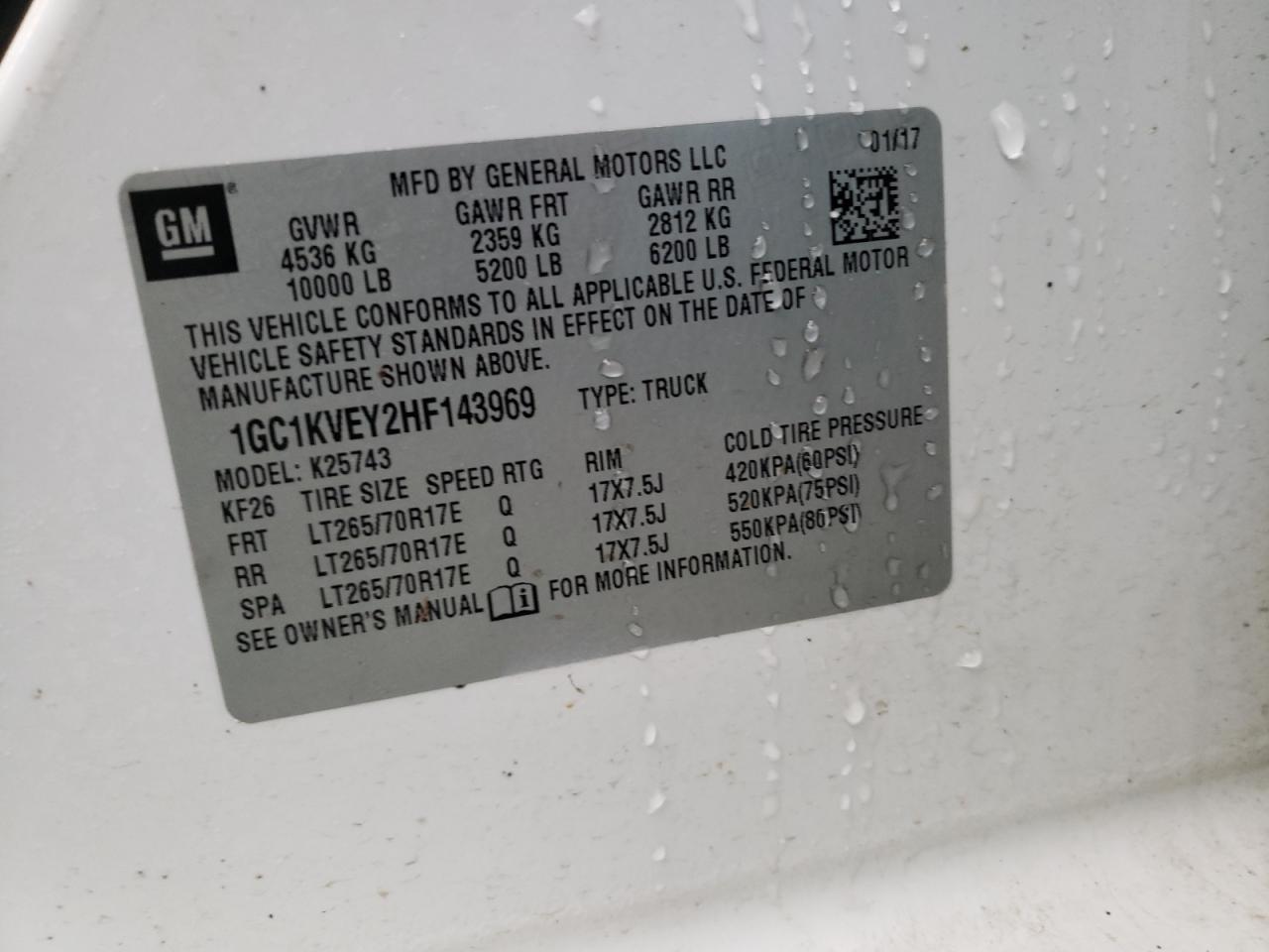 Photo 10 from auction – 2017 CHEVROLET SILVERADO with VIN 1GC1KVEY2HF143969