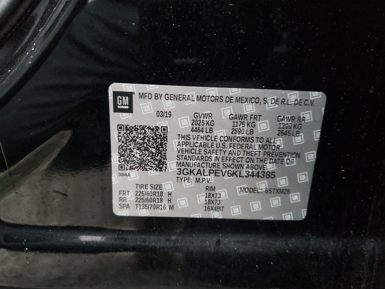 Photo 10 from auction – 2019 GMC TERRAIN SL with VIN 3GKALPEV6KL344385
