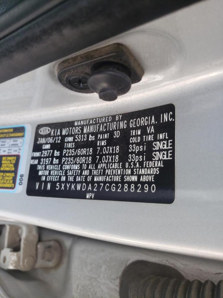 Photo 10 from auction – 2012 KIA SORENTO SX with VIN 5XYKWDA27CG288290