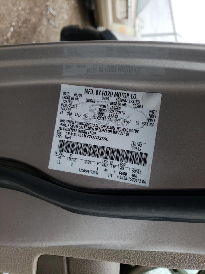 Photo 10 from auction – 2007 FORD EXPLORER S with VIN 1FMEU31K77UA32860