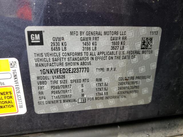 Photo 10 from auction – 2014 CHEVROLET TRAVERSE L with VIN 1GNKVFED2EJ237770