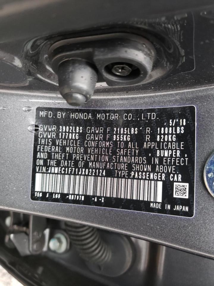 Photo 10 from auction – 2018 HONDA CIVIC EXL with VIN JHMFC1F71JX022124