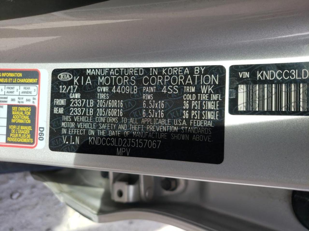 Photo 10 from auction – 2018 KIA NIRO EX PR with VIN KNDCC3LD2J5157067