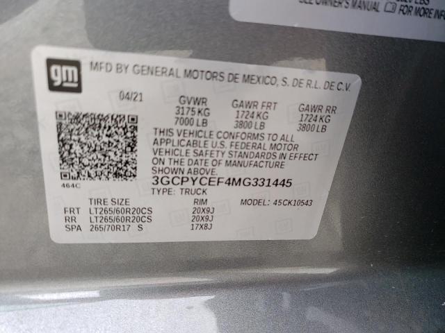 Photo 10 from auction – 2021 CHEVROLET SILVERADO with VIN 3GCPYCEF4MG331445