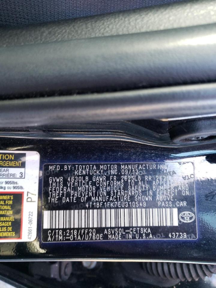 Photo 10 from auction – 2014 TOYOTA CAMRY L with VIN 4T1BF1FK7EU310549