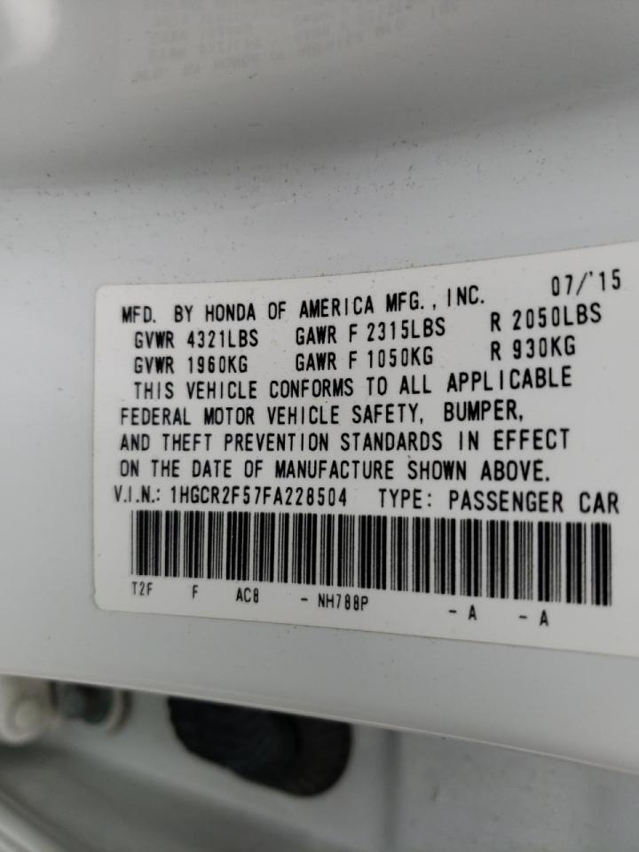 Photo 10 from auction – 2015 HONDA ACCORD SPO with VIN 1HGCR2F57FA228504