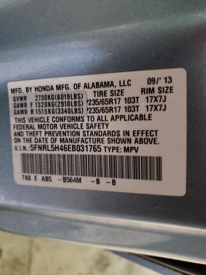 Photo 10 from auction – 2014 HONDA ODYSSEY EX with VIN 5FNRL5H46EB031765