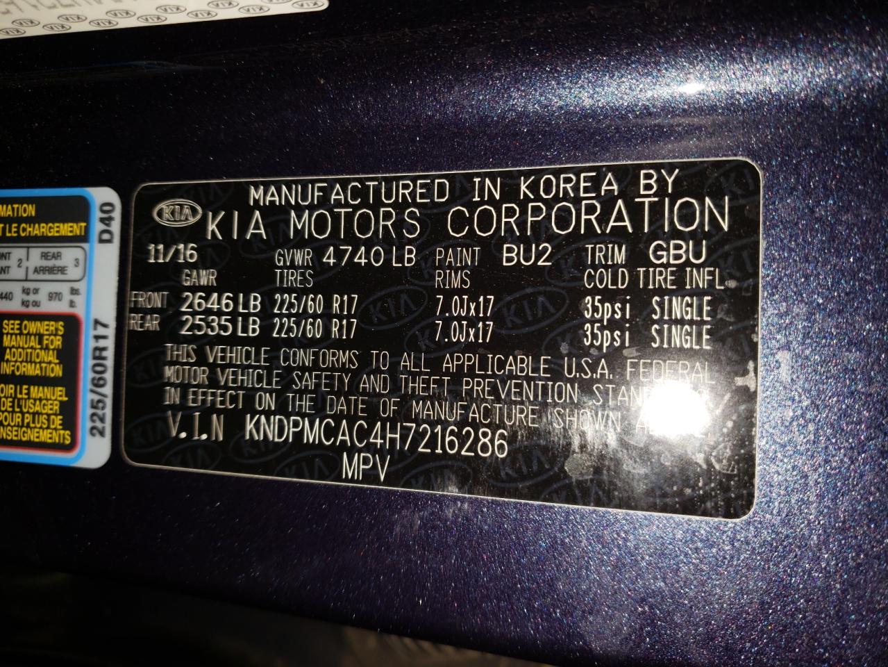 Photo 10 from auction – 2017 KIA SPORTAGE L with VIN KNDPMCAC4H7216286