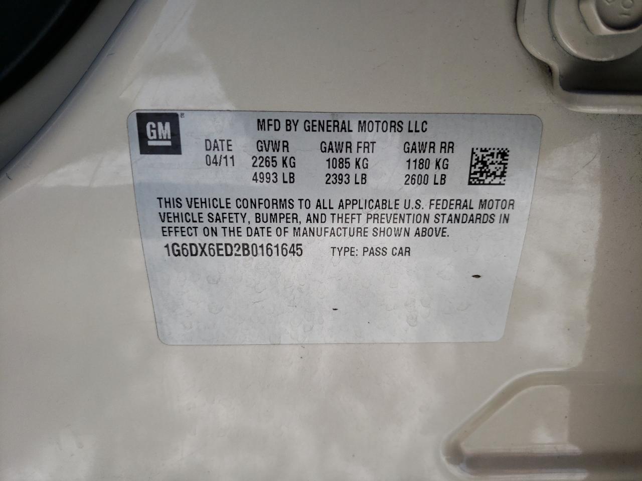 Photo 10 from auction – 2011 CADILLAC STS LUXURY with VIN 1G6DX6ED2B0161645