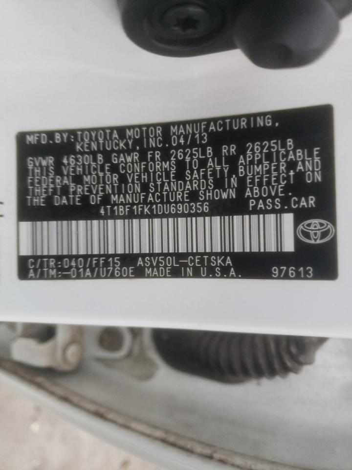 Photo 10 from auction – 2013 TOYOTA CAMRY L with VIN 4T1BF1FK1DU690356