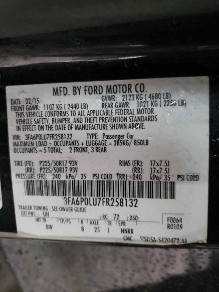 Photo 10 from auction – 2015 FORD FUSION SE with VIN 3FA6P0LU7FR258132