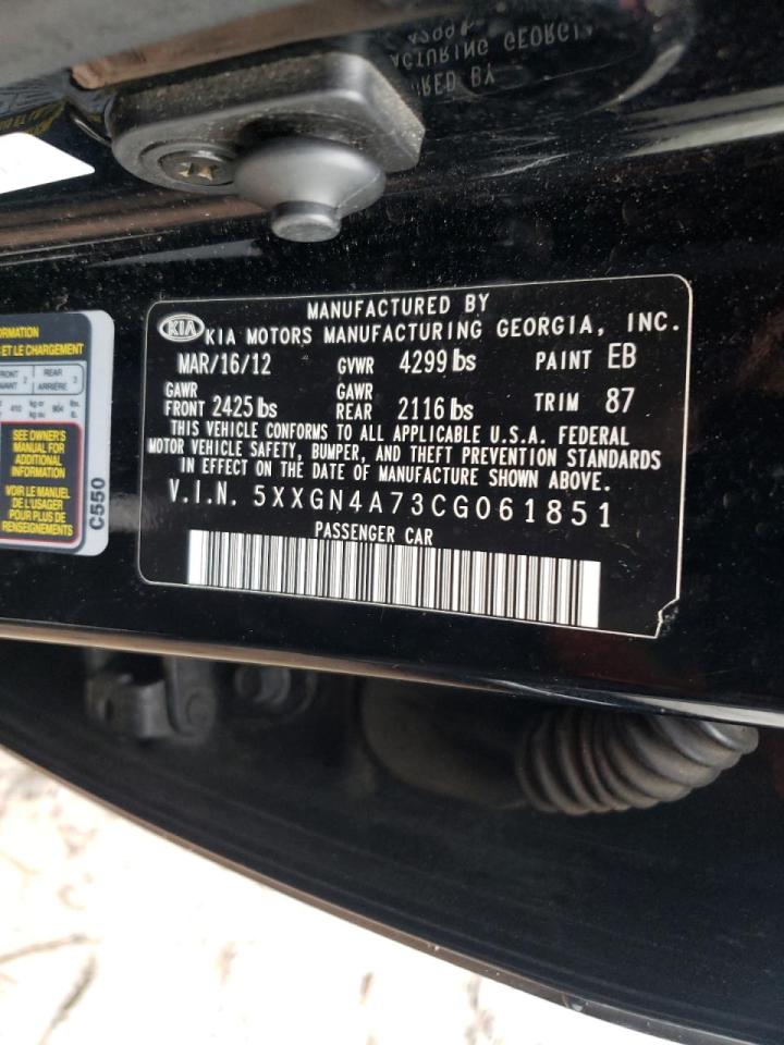 Photo 10 from auction – 2012 KIA OPTIMA EX with VIN 5XXGN4A73CG061851