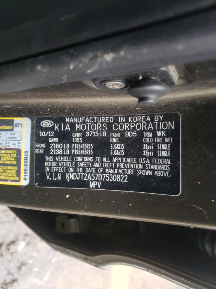 Photo 10 from auction – 2013 KIA SOUL with VIN KNDJT2A57D7530822