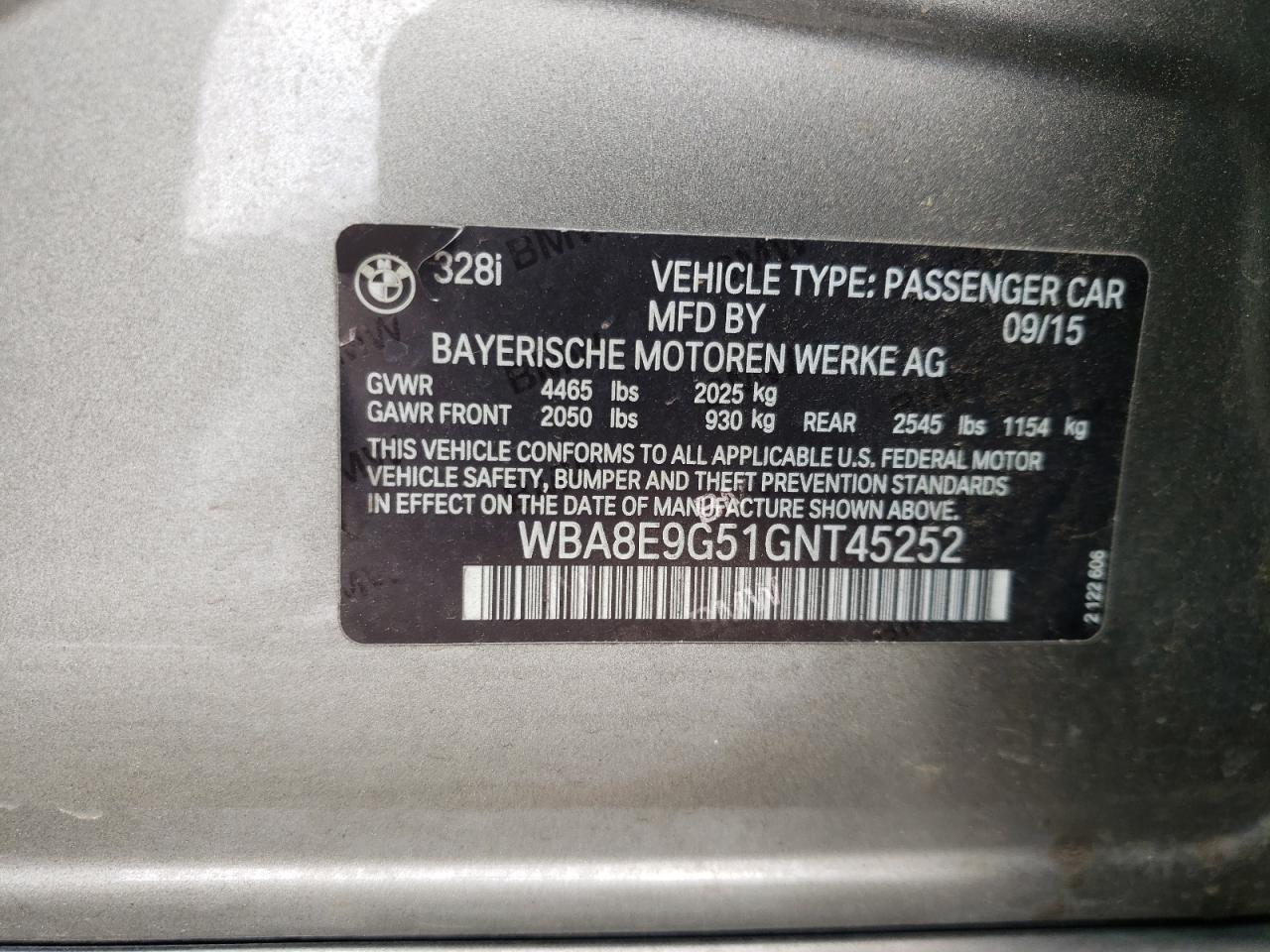 Photo 10 from auction – 2016 BMW 328 I SULE with VIN WBA8E9G51GNT45252