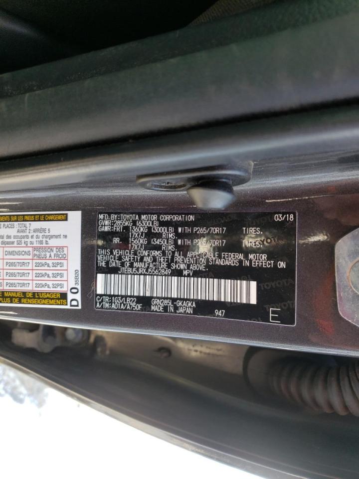 Photo 10 from auction – 2018 TOYOTA 4RUNNER SR with VIN JTEBU5JRXJ5562849