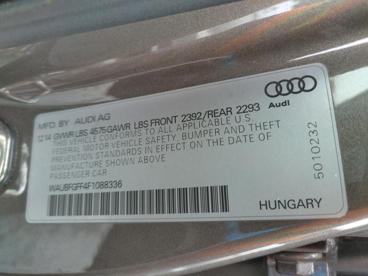 Photo 10 from auction – 2015 AUDI A3 with VIN WAUBFGFF4F1088336