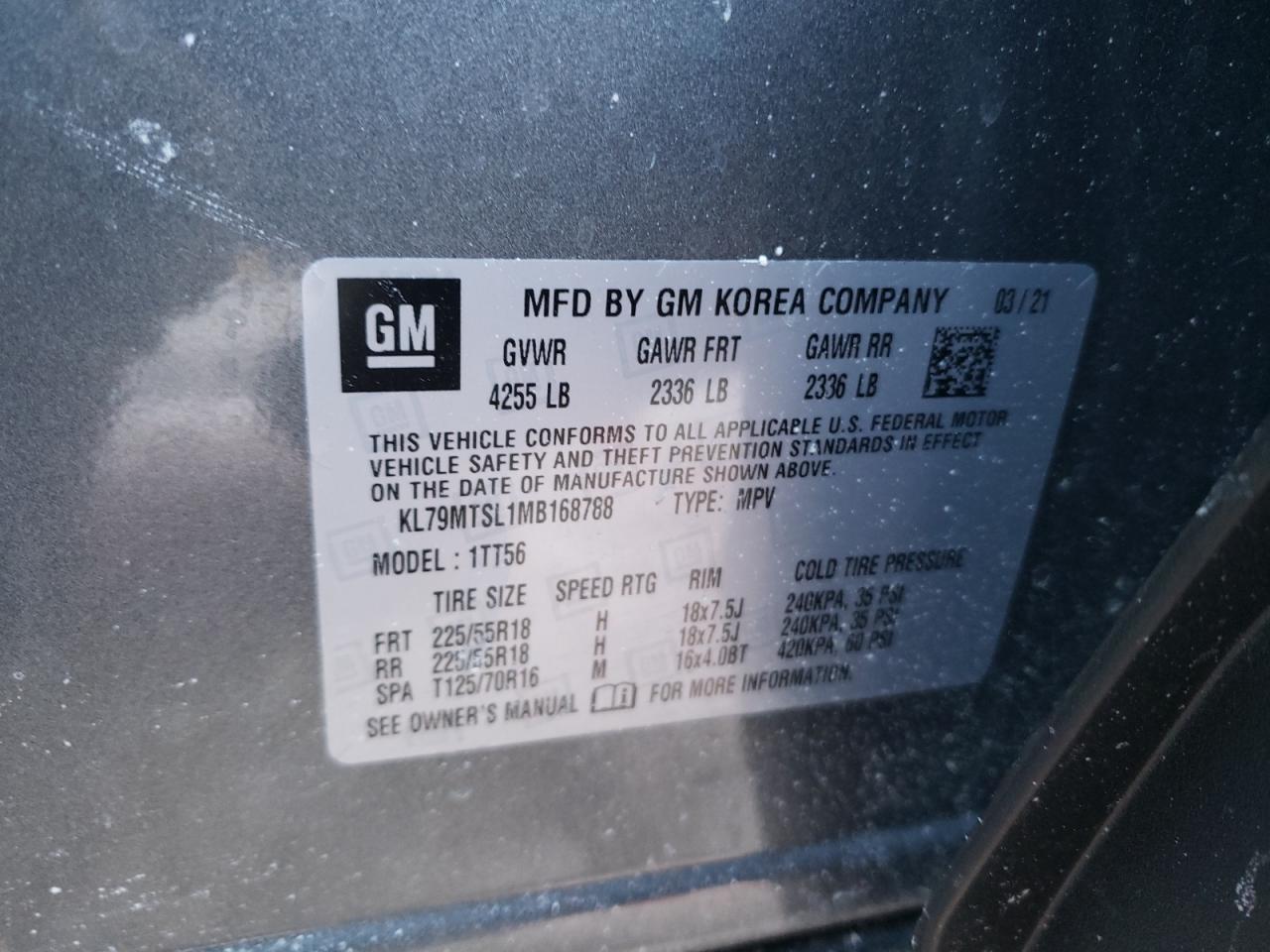 Photo 10 from auction – 2021 CHEVROLET TRAILBLAZE with VIN KL79MTSL1MB168788