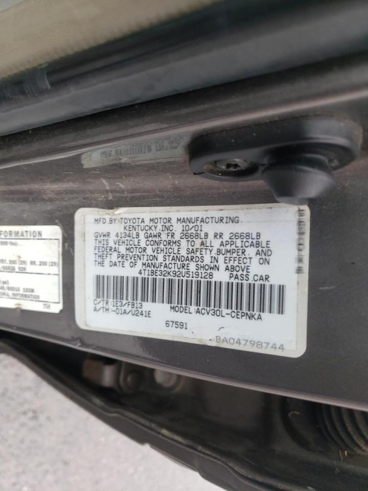 Photo 10 from auction – 2002 TOYOTA CAMRY LE with VIN 4T1BE32K92U519128