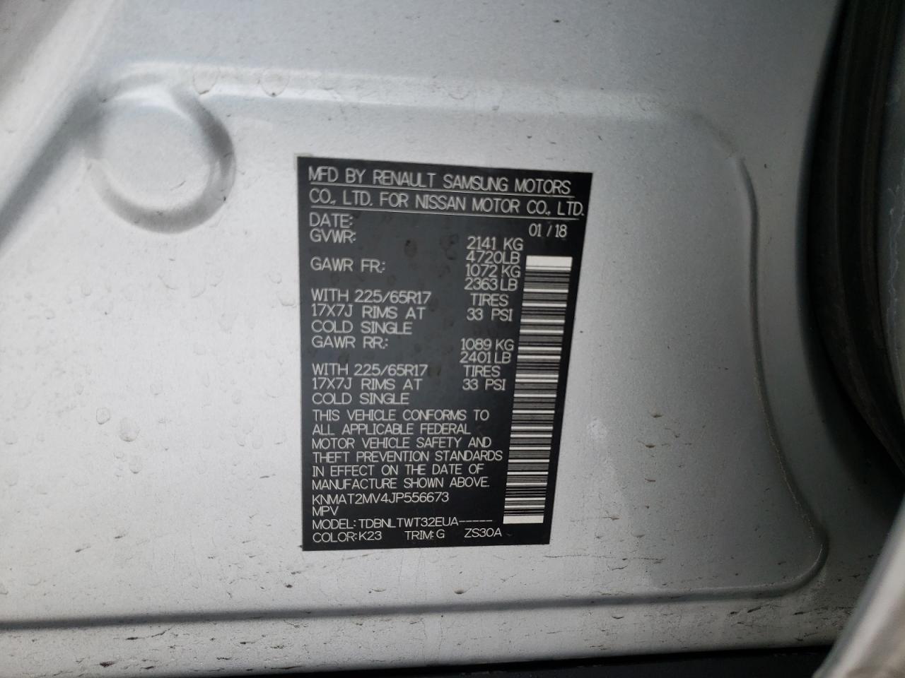 Photo 10 from auction – 2018 NISSAN ROGUE S with VIN KNMAT2MV4JP556673