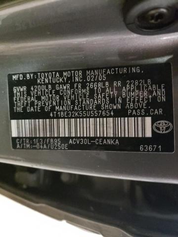 Photo 10 from auction – 2005 TOYOTA CAMRY with VIN 4T1BE32K55U557654
