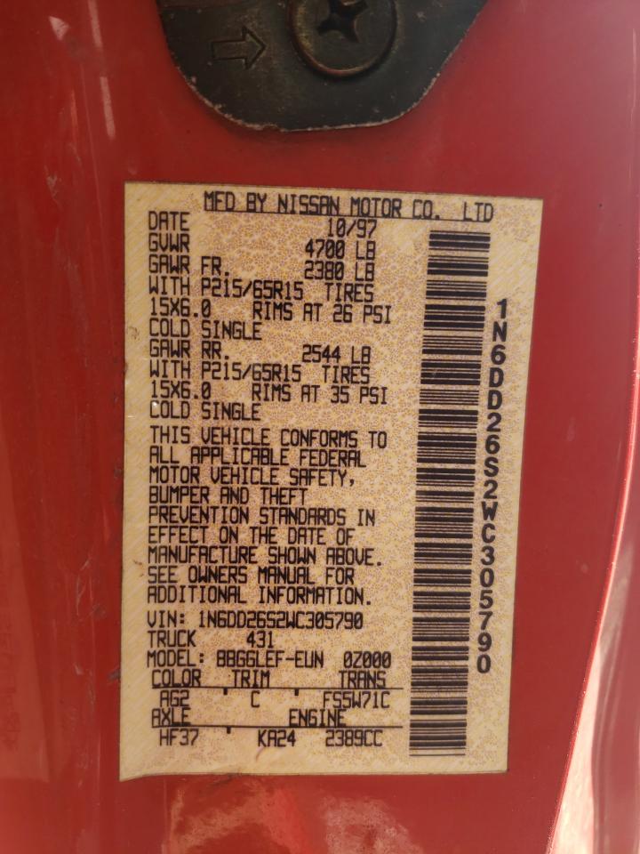 Photo 10 from auction – 1998 NISSAN FRONTIER with VIN 1N6DD26S2WC305790