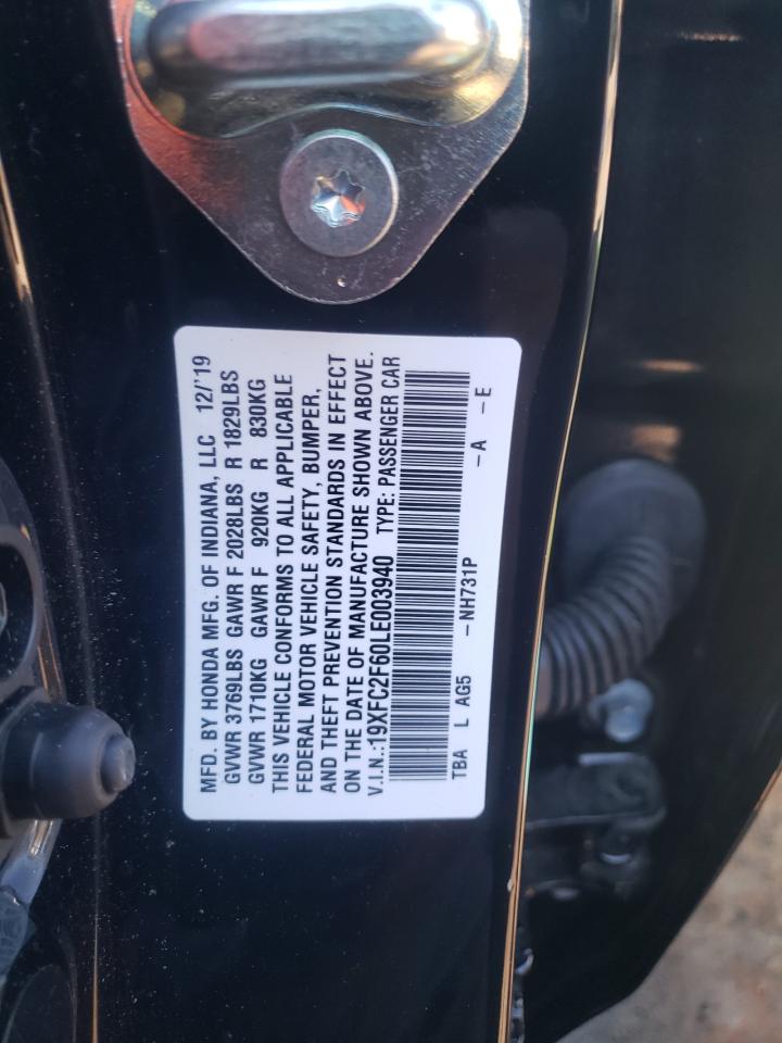 Photo 10 from auction – 2020 HONDA CIVIC LX with VIN 19XFC2F60LE003940