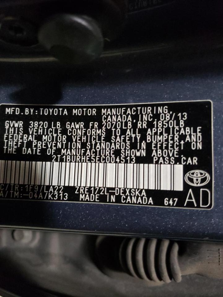 Photo 10 from auction – 2014 TOYOTA COROLLA L with VIN 2T1BURHE5EC004513