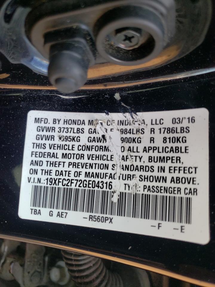 Photo 10 from auction – 2016 HONDA CIVIC EX with VIN 19XFC2F72GE043161