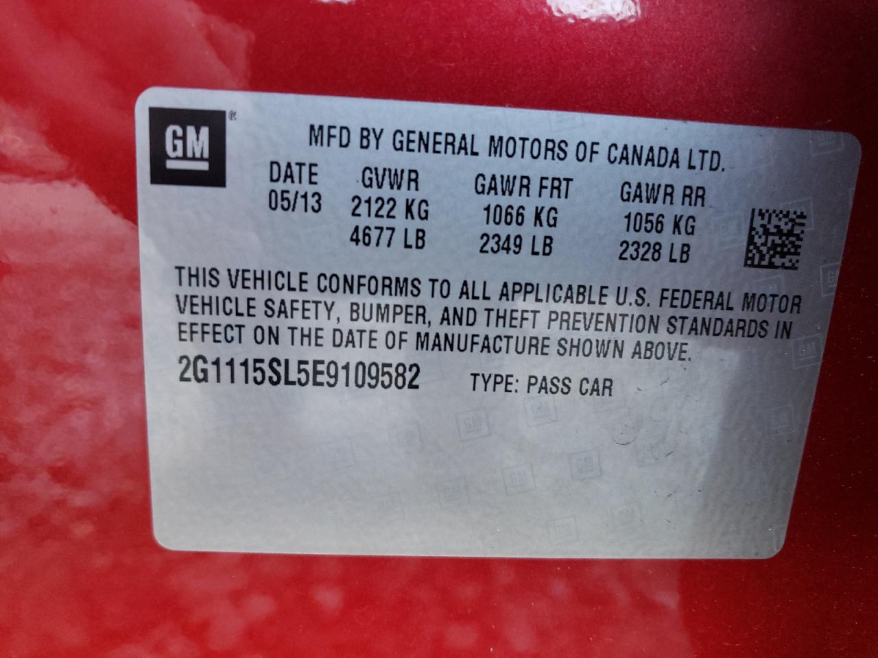 Photo 10 from auction – 2014 CHEVROLET IMPALA LT with VIN 2G1115SL5E9109582