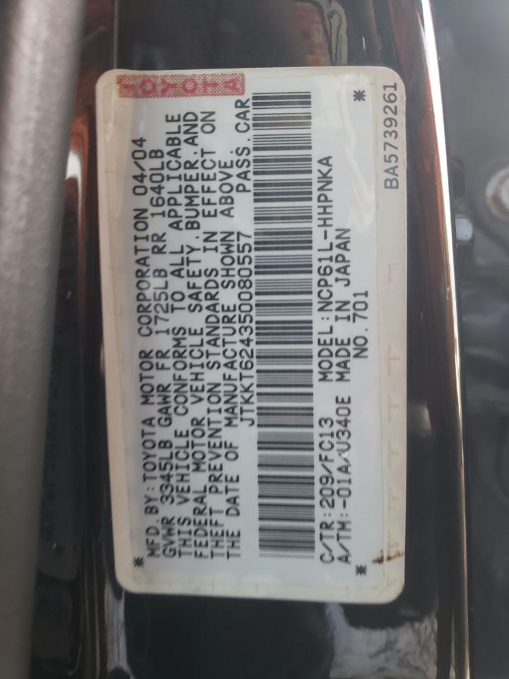 Photo 10 from auction – 2005 TOYOTA SCION XA with VIN JTKKT624350080557