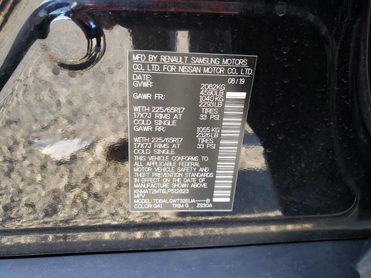 Photo 10 from auction – 2020 NISSAN ROGUE S with VIN KNMAT2MT6LP512823
