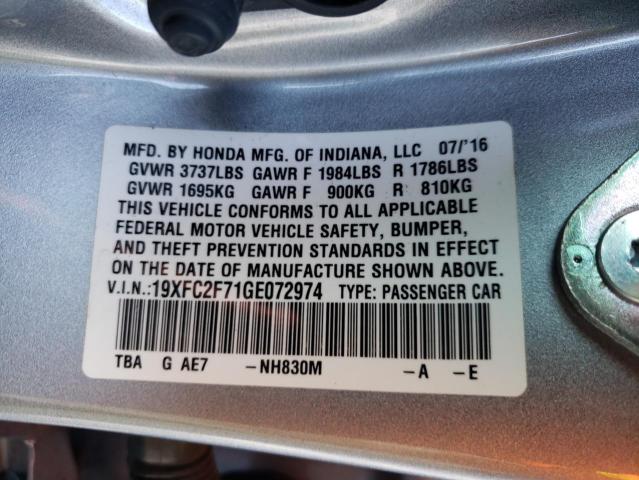 Photo 10 from auction – 2016 HONDA CIVIC EX with VIN 19XFC2F71GE072974