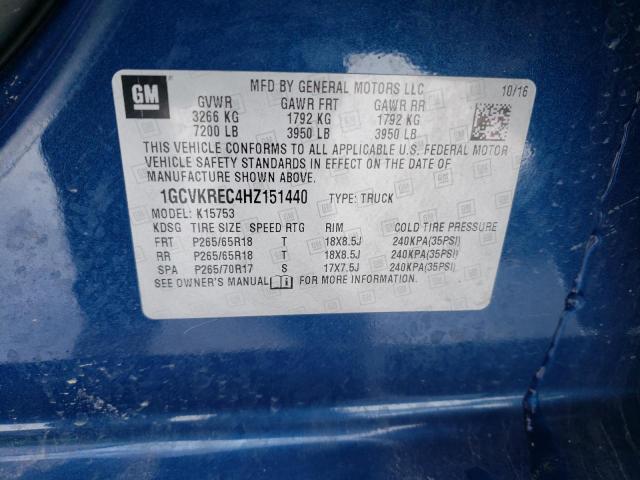 Photo 10 from auction – 2017 CHEVROLET SILVERADO with VIN 1GCVKREC4HZ151440