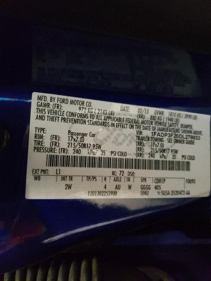 Photo 10 from auction – 2013 FORD FOCUS SE with VIN 1FADP3F20DL278933