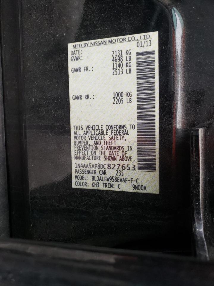 Photo 10 from auction – 2013 NISSAN MAXIMA S with VIN 1N4AA5AP8DC827653