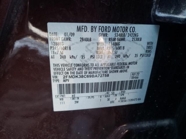 Photo 10 from auction – 2009 FORD EDGE SEL with VIN 2FMDK38C69BA72758