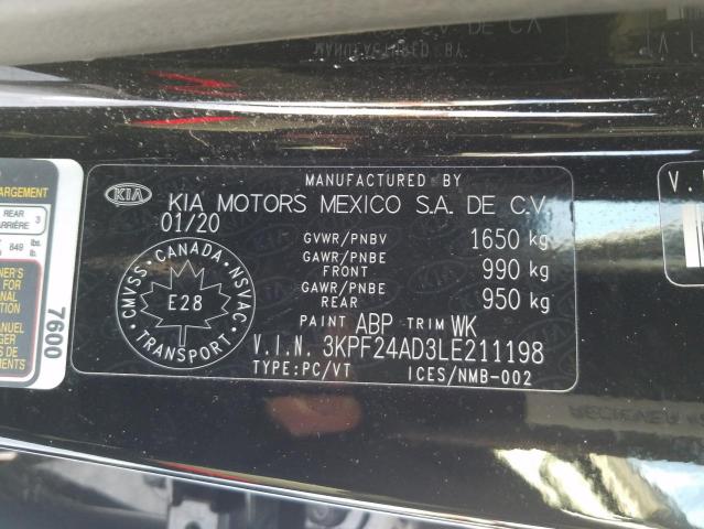 Photo 10 from auction – 2020 KIA FORTE FE with VIN 3KPF24AD3LE211198