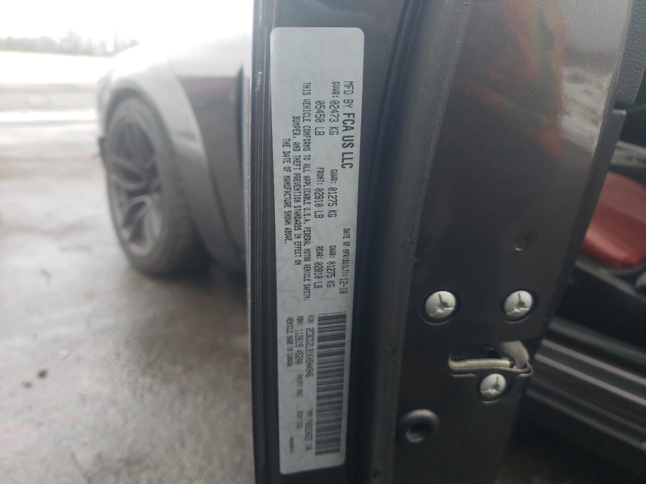 Photo 10 from auction – 2019 DODGE CHALLENGER with VIN 2C3CDZL91KH544946