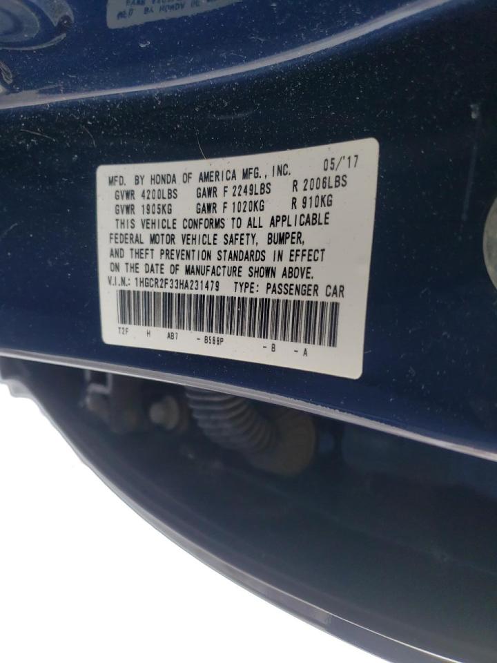 Photo 10 from auction – 2017 HONDA ACCORD with VIN 1HGCR2F33HA231479