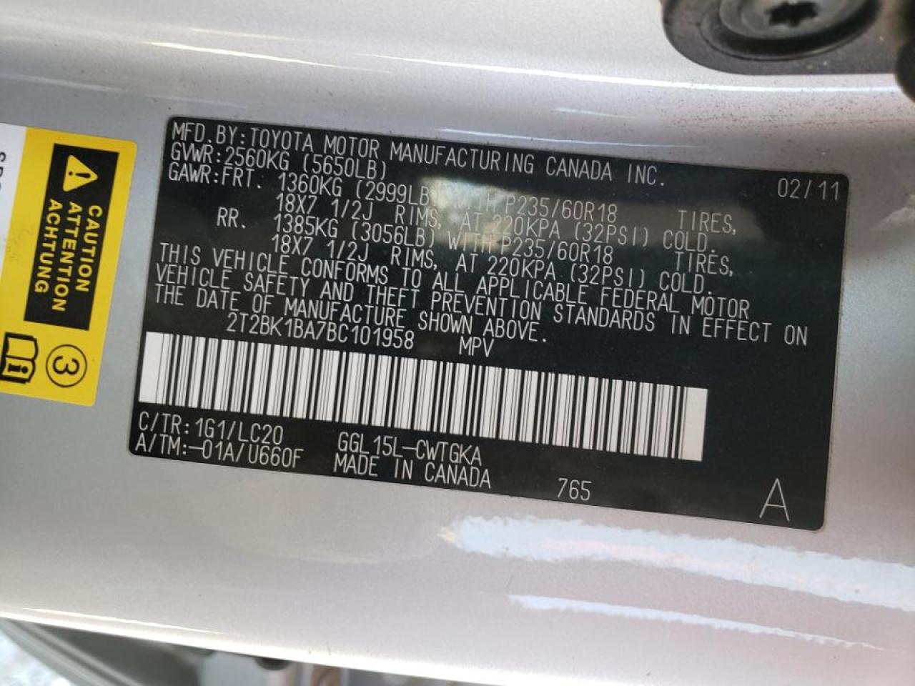 Photo 10 from auction – 2011 LEXUS RX 350 with VIN 2T2BK1BA7BC101958