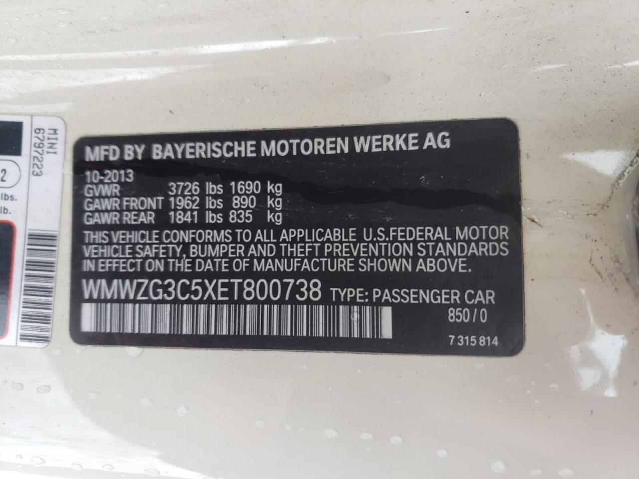 Photo 10 from auction – 2014 MINI COOPER S C with VIN WMWZG3C5XET800738