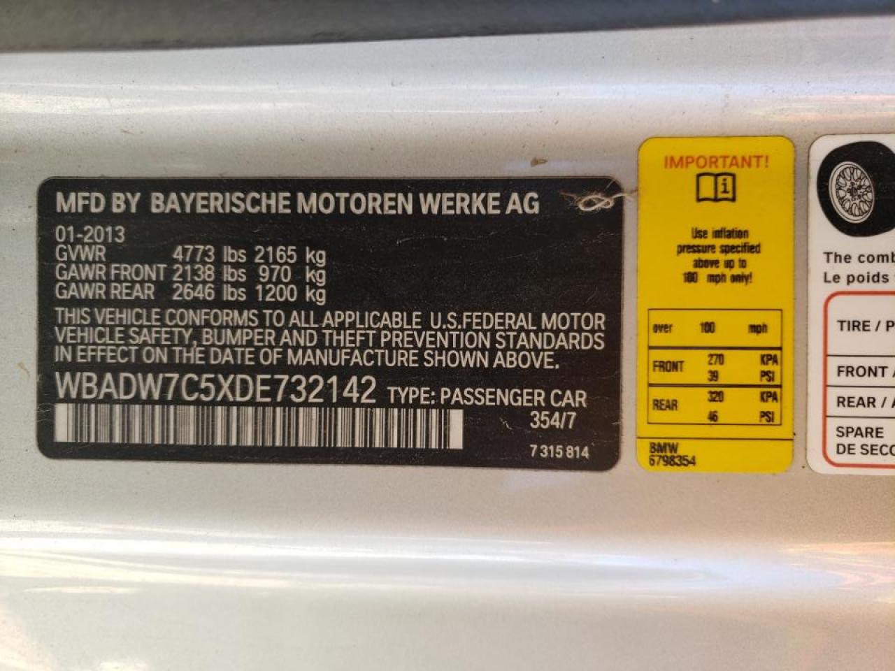 Photo 10 from auction – 2013 BMW 328 I SULE with VIN WBADW7C5XDE732142
