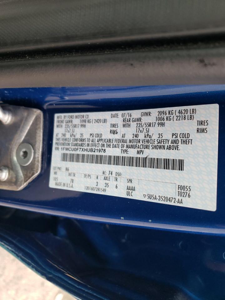 Photo 10 from auction – 2017 FORD ESCAPE S with VIN 1FMCU0F7XHUB21978