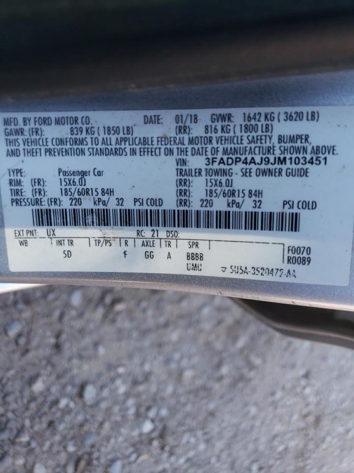 Photo 10 from auction – 2018 FORD FIESTA S with VIN 3FADP4AJ9JM103451