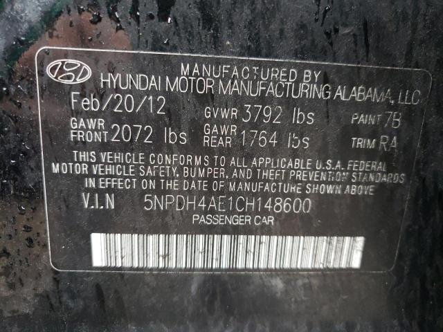 Photo 10 from auction – 2012 HYUNDAI ELANTRA GL with VIN 5NPDH4AE1CH148600