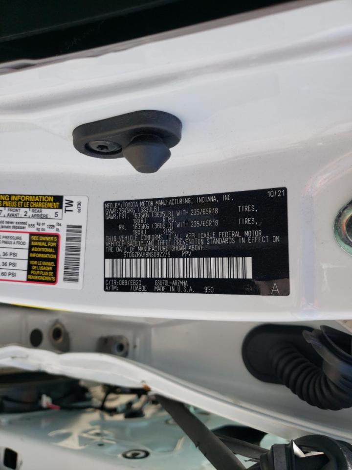 Photo 10 from auction – 2022 TOYOTA HIGHLANDER with VIN 5TDGZRAH8NS092279