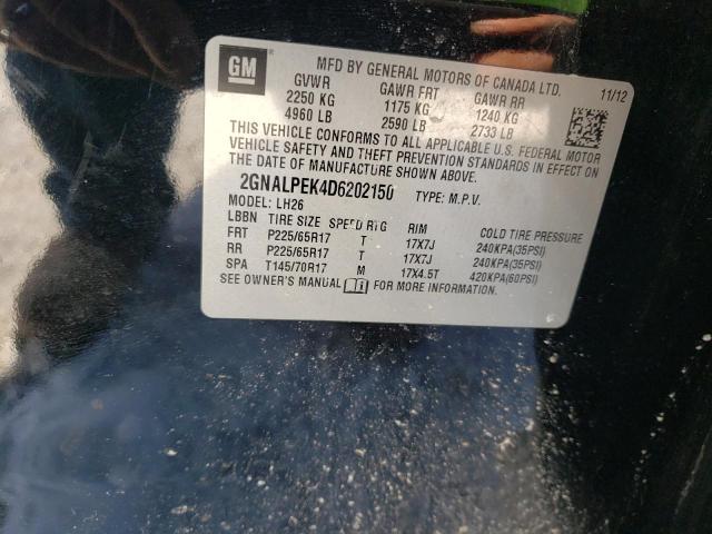 Photo 10 from auction – 2013 CHEVROLET EQUINOX LT with VIN 2GNALPEK4D6202150